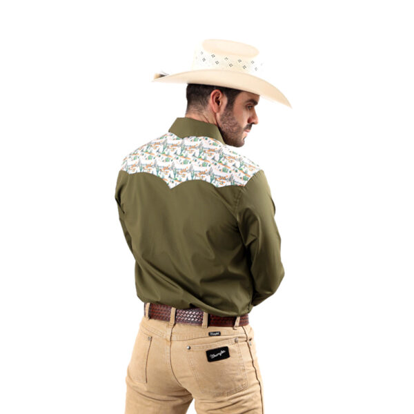 Camisa Vaquera Rodeo Verde Militar R01 - Imagen 2