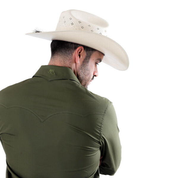Camisa Vaquera Básica Verde Militar R01 - Imagen 2