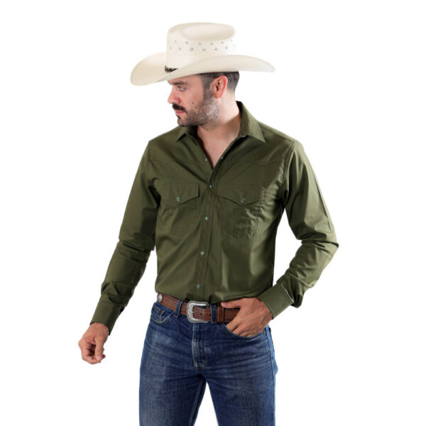Camisa Vaquera Básica Verde Militar R01