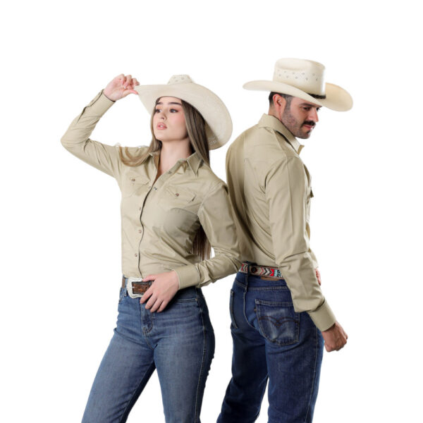 Camisa Vaquera Básica Beige R01 - Imagen 3