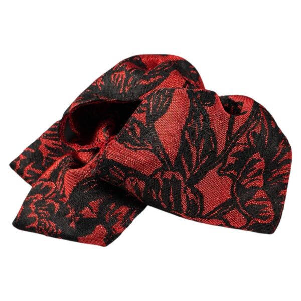Moño/Corbatín Charro Rojo/Negro Hojas