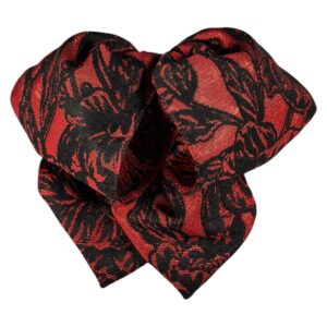 Moño/Corbatín Charro Rojo/Negro Hojas