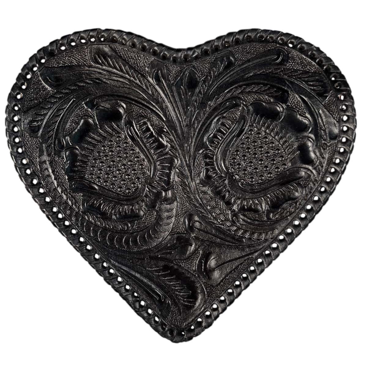 Bolso Corazón Cincelado Mediano Negro