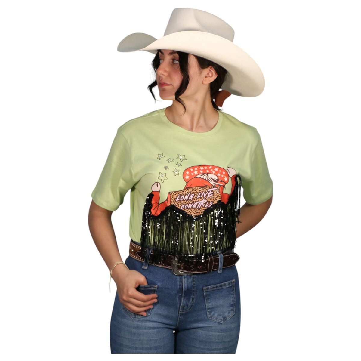 Playera Long Live Cowgirls Verde