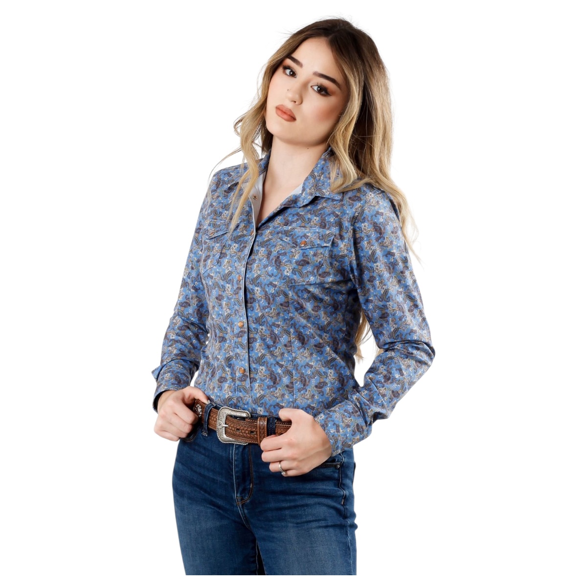 Camisa de dama azul diseños