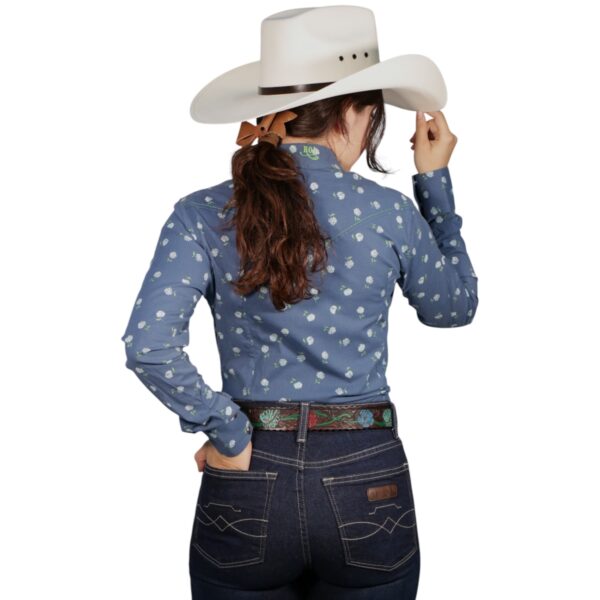 Camisa de dama azul est. flores