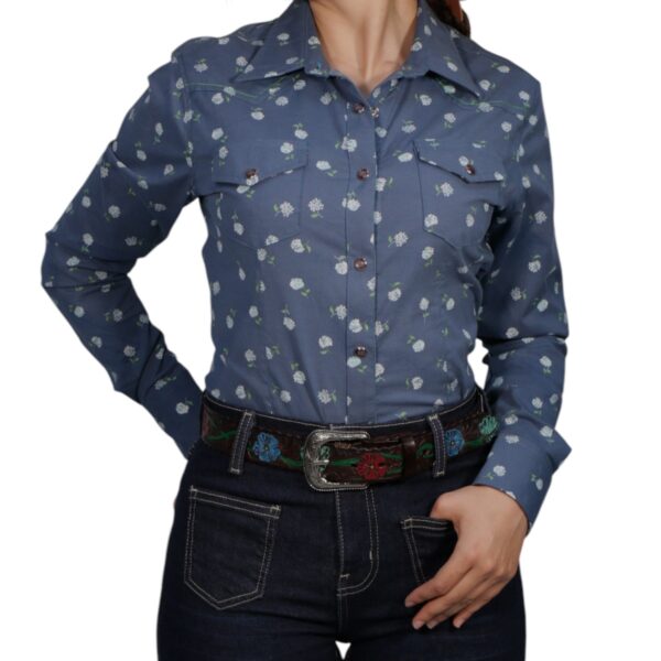 Camisa de dama azul est. flores