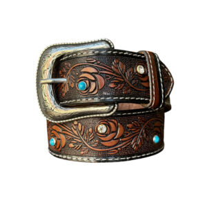 Cinturón de Flores Café con Piedras