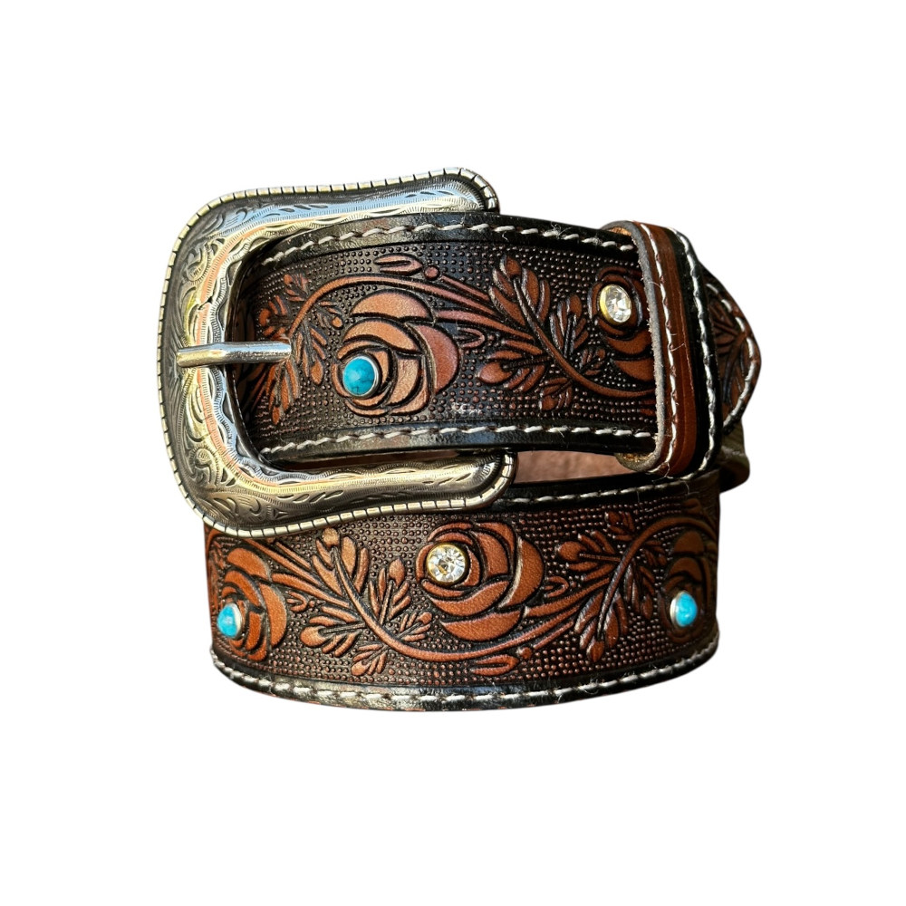 Cinturón de Flores Café con Piedras