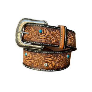 Cinturón de Flores Café con Piedras