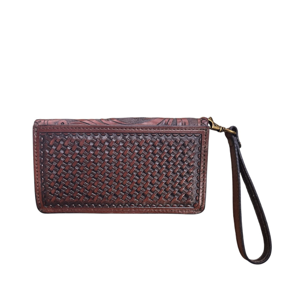 Cartera/Billetera Vaquera Cincelada Café