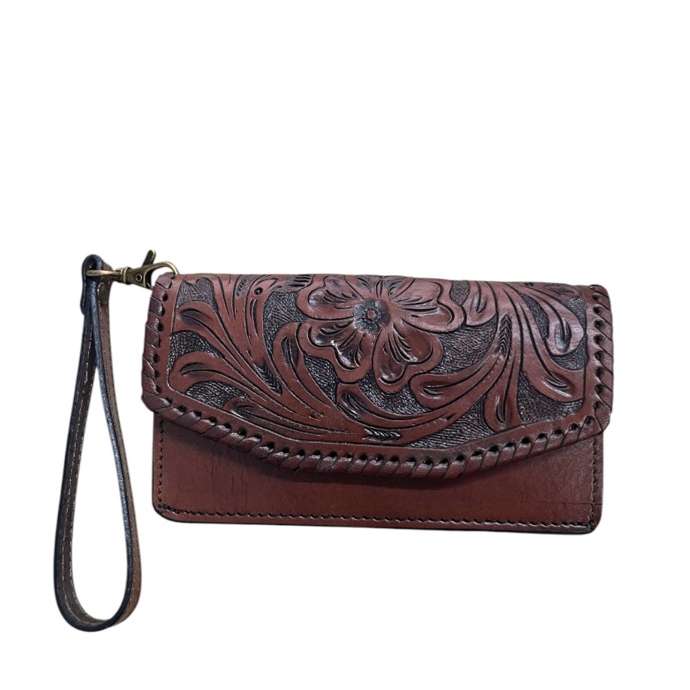 Cartera/Billetera Vaquera Cincelada Café