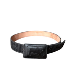 Cinturón Bordado Hebilla Rectangular Negro