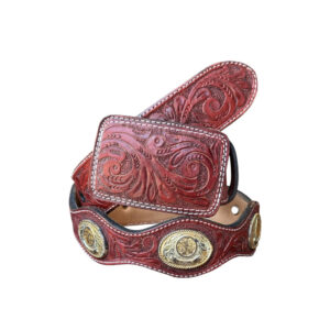 Cinturón Cincelado con Conchos - Tinto